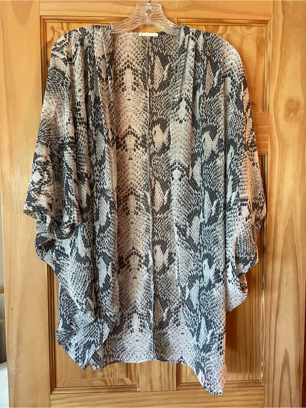 Adrienne Snake Print Open Front Kimono in Black and Cream